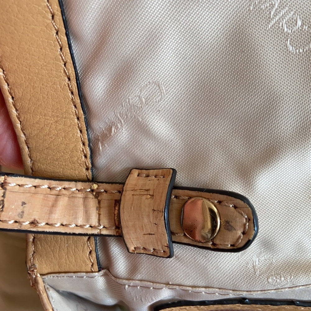 Calvin Klein Tan Leather Shoulder Bag Convertible Clutch - Picture 5 of 6